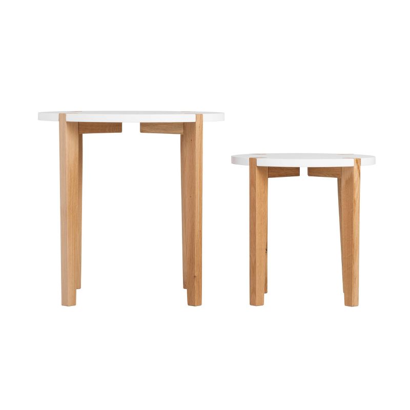 Set of 2 Abacus Round Side Table Oak Brown/White - Universal Expert