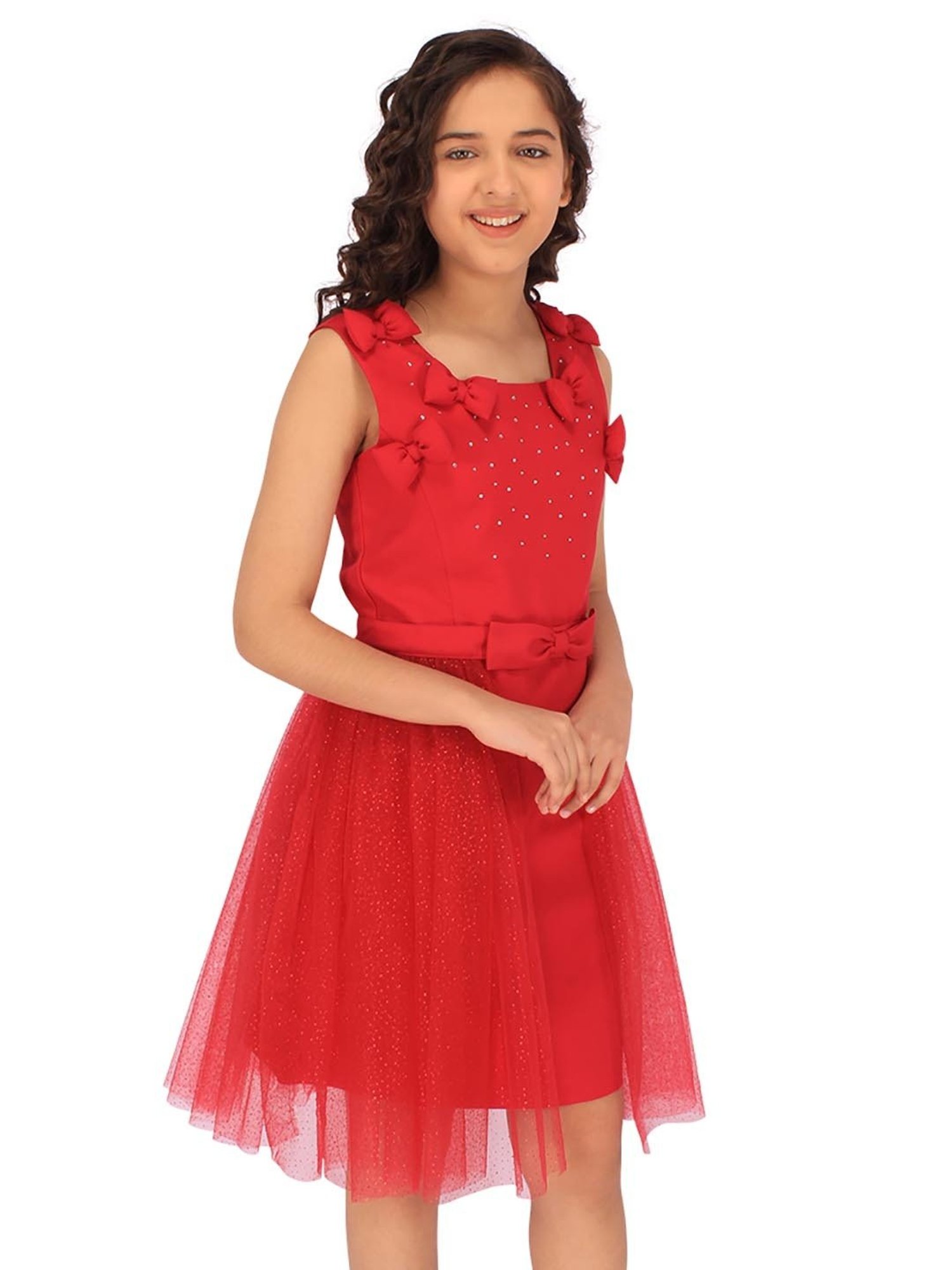 Cutecumber Kids Maroon Embellished Dress