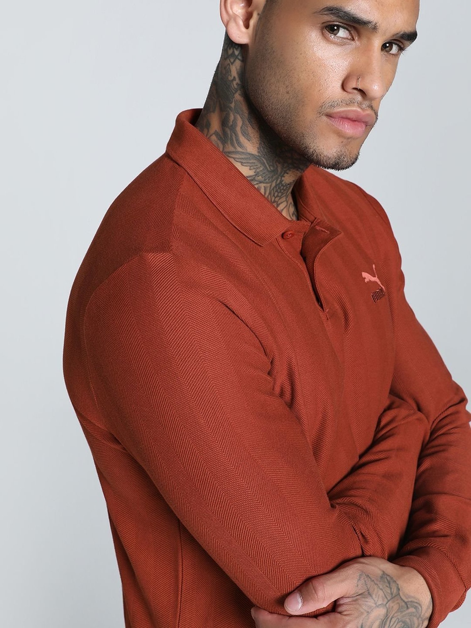 Puma Red Cotton Slim Fit Polo T-Shirt