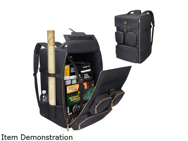 ENHANCE Board Game Backpack - Reinforced Board Game Storage with Padded Shoulder Straps, Carrying Handle and Accessory Pockets for Dice, Card Games and More - Fits Board Games
