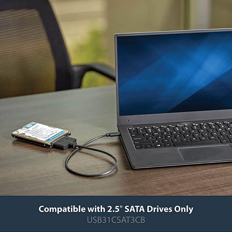com USB C to SATA Adapter - External Hard Drive Connector for 2.5'' SATA Drives - SATA SSD / HDD to USB C Cable (USB31CSAT3CB) Black