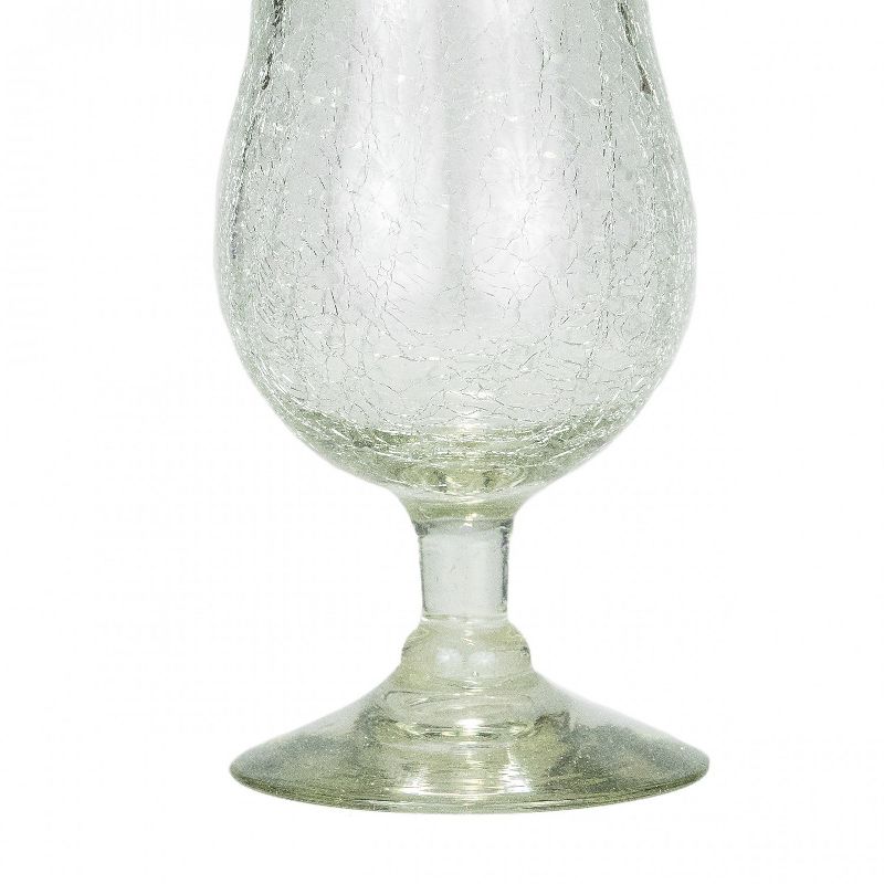 Amici Home Clear Crackle Authentic Mexican Handmade Hurricane Glasses, 16oz, Set of 4