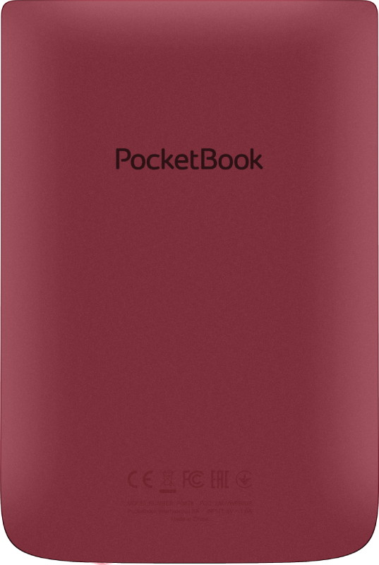 PocketBook Touch Lux 5 (Ruby Red). Display: 6" E Ink Carta&trade;; Dual Core (2&times;1 GHz); RAM: 512 MB; Flash memory: 8 GB; Wi-Fi; SMARTlight; Touchscreen; Battery: 1500 mAh (Li-Ion Polymer).