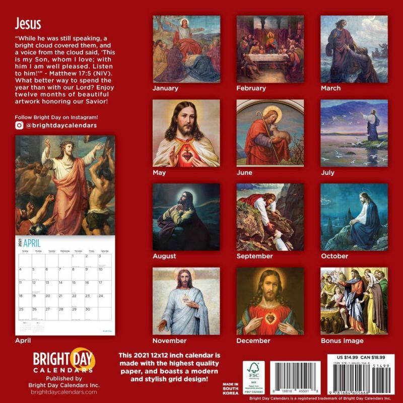 Bright Day Calendars,  Jesus 2021 Wall Calendar 2021