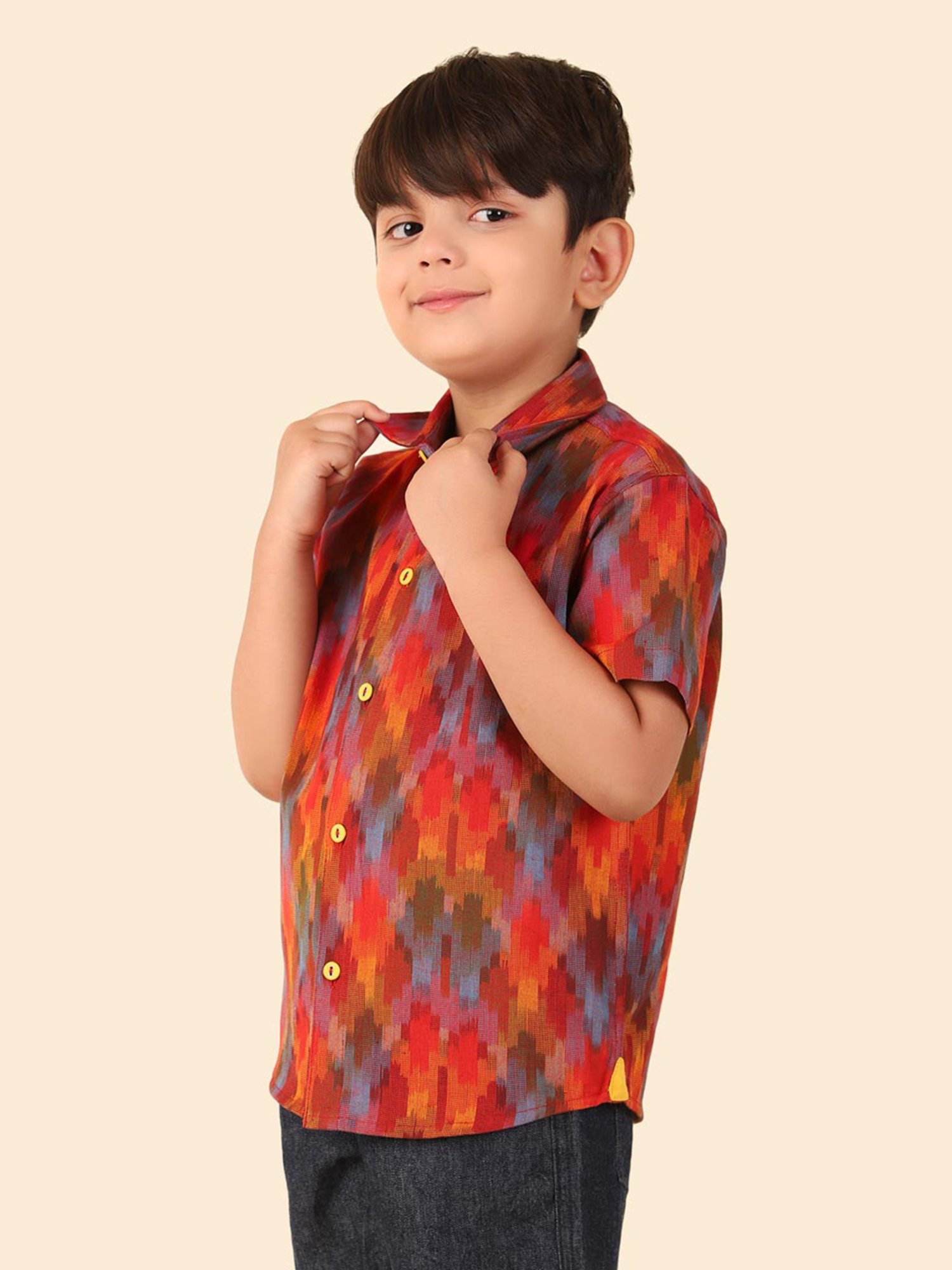 Fabindia Kids Red Printed Shirt