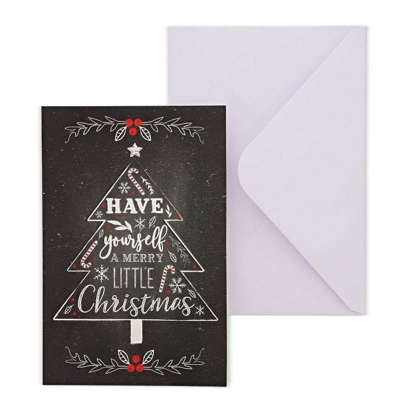 48 Pack (8 of Each) Christmas Cards with Envelopes, 4 x 6 inches, 6 Assorted Chalkboard Designs Merry Xmas Festive Themed Greeting Cards