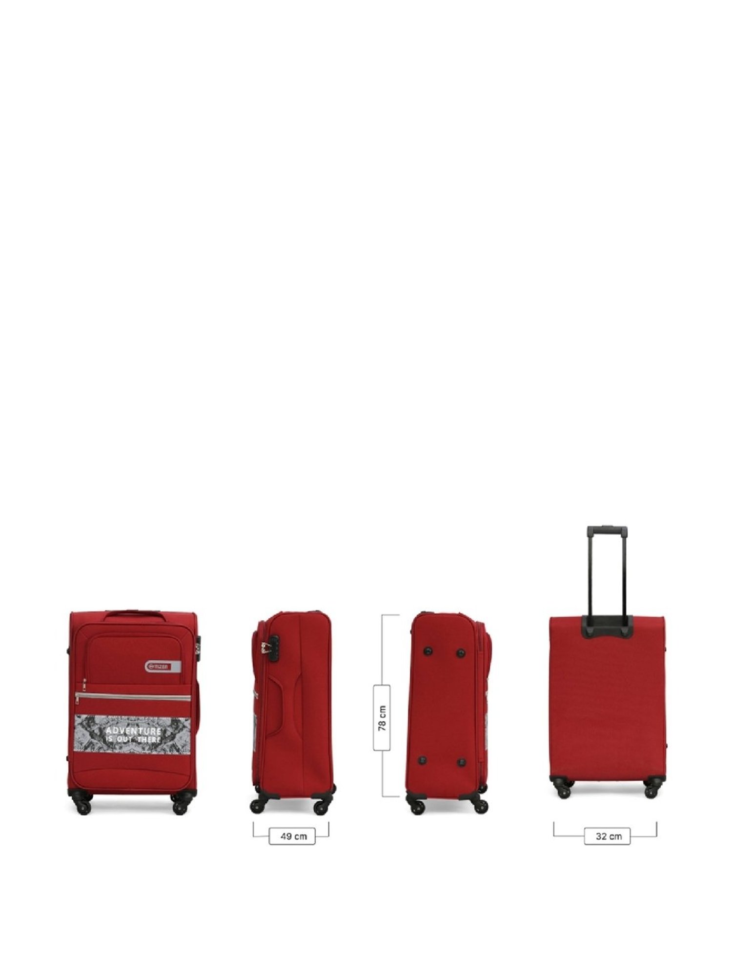 Citizen Adventure Vista Red Printed Trolley Bag Pack of 3 - 55 Cms, 65 Cms & 75 Cms