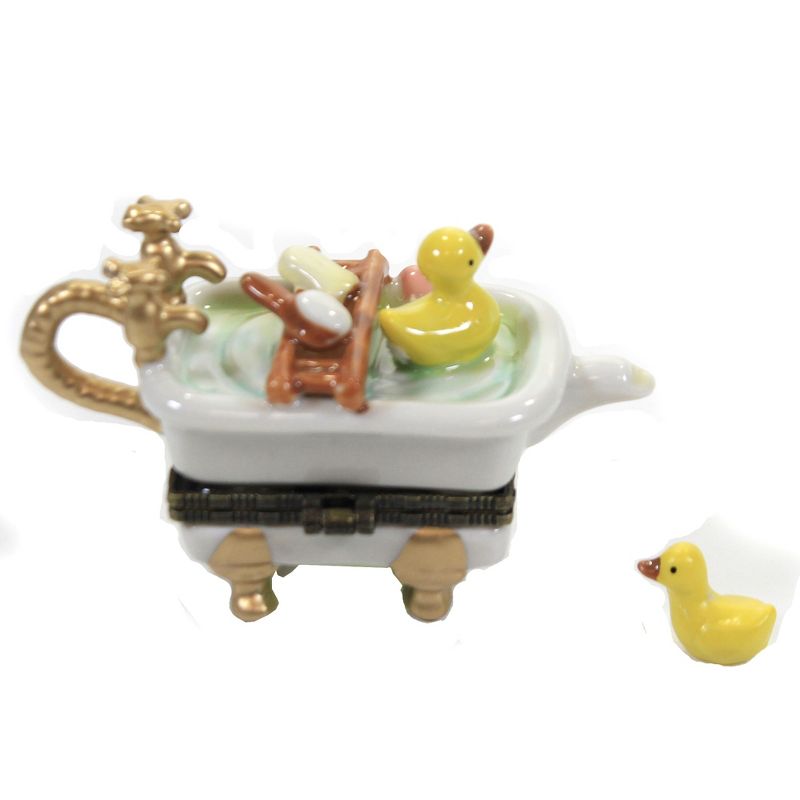 Hinged Trinket Box 2.0" Bath Tub With Duck Water Soap Scrub Clean  -  Decorative Figurines