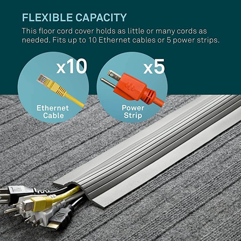 10FT Cable Blanket Low Profile Cord Cover and Protector Gray