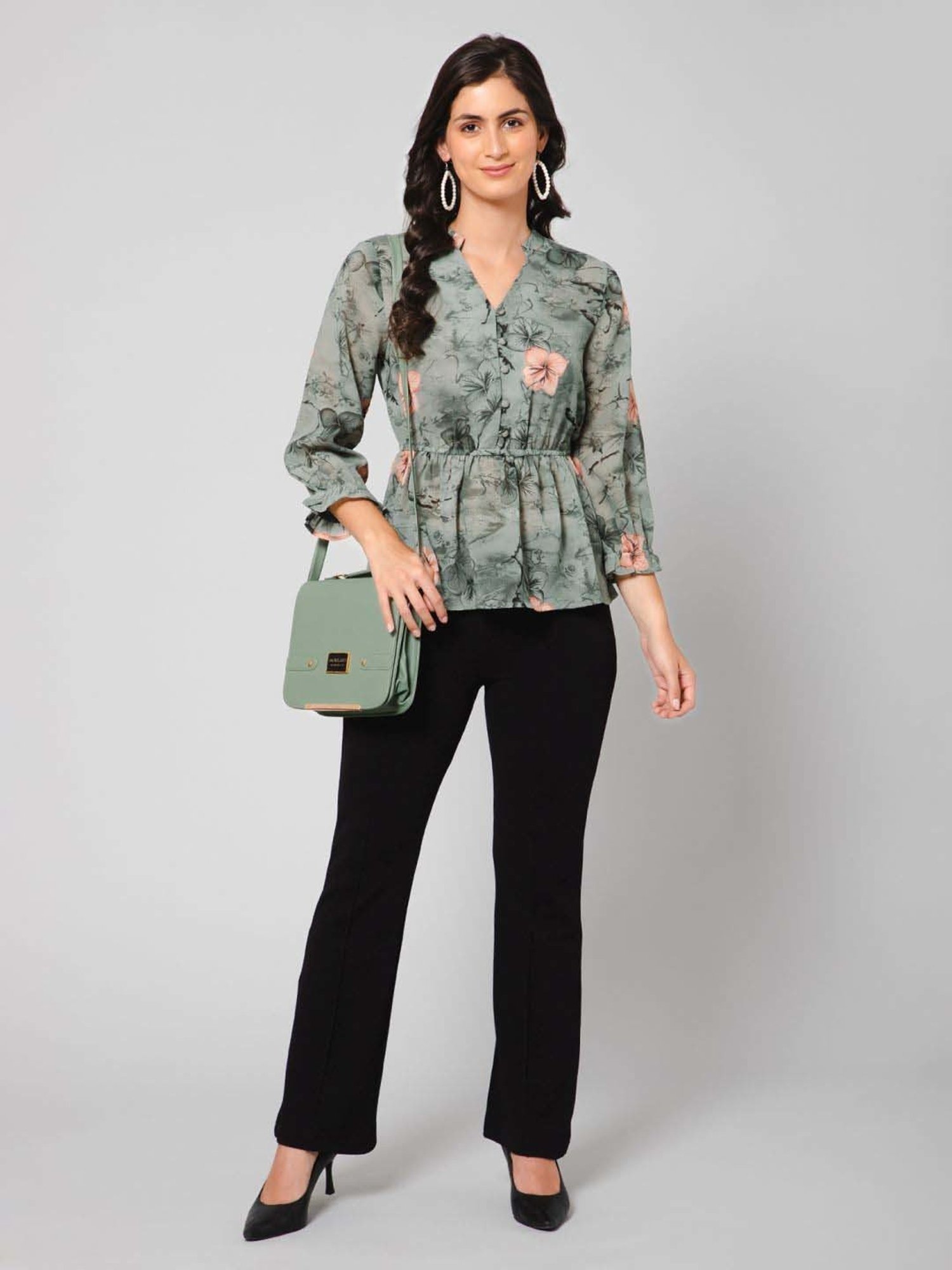 PURYS Green Printed Top