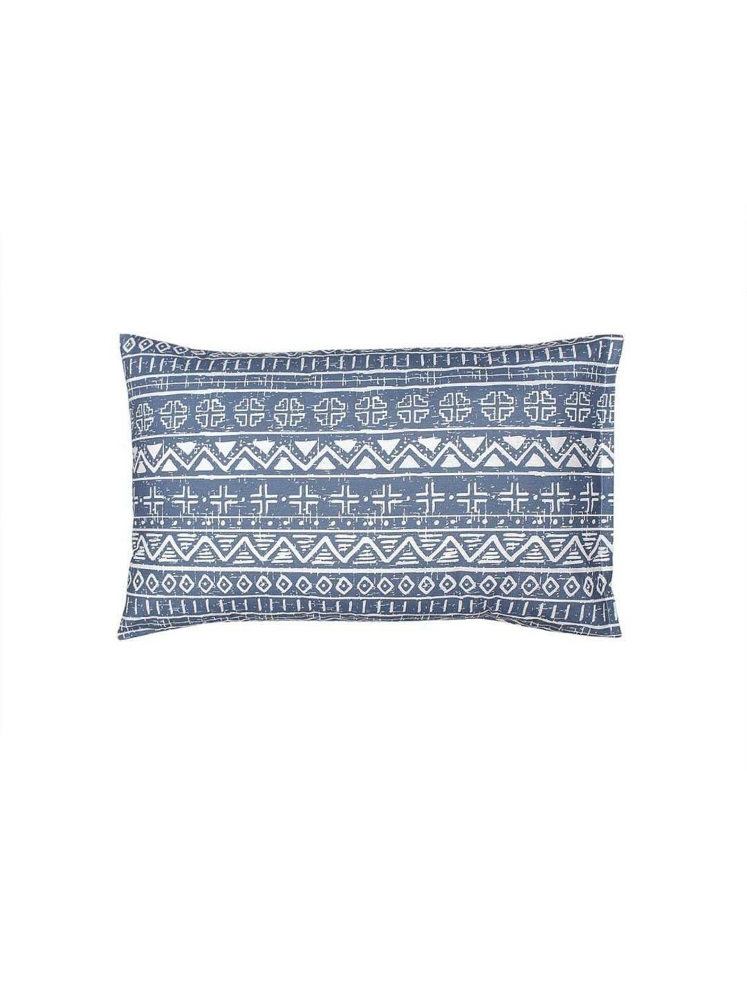 House This Kullu Patti Blue Cotton 144 TC Single Size Bedsheet With Pillow Covers