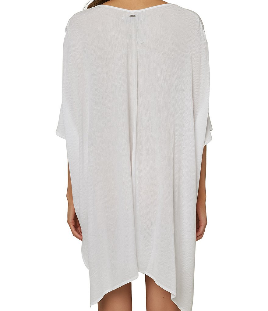 Tommy Bahama Midnight Orchid Tropical Print Scoop Neck Ruffle Hem Spa Dress