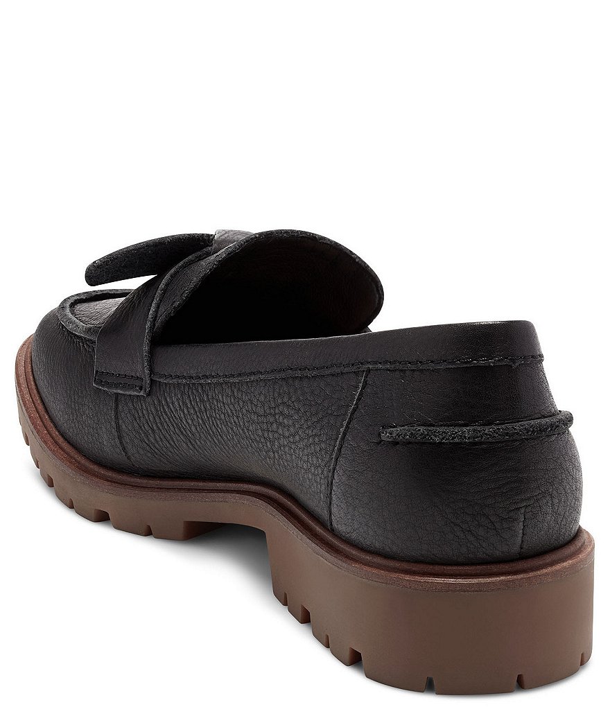 Lucky Brand Tamio Leather Knot Bow Detail Lug Sole Loafers