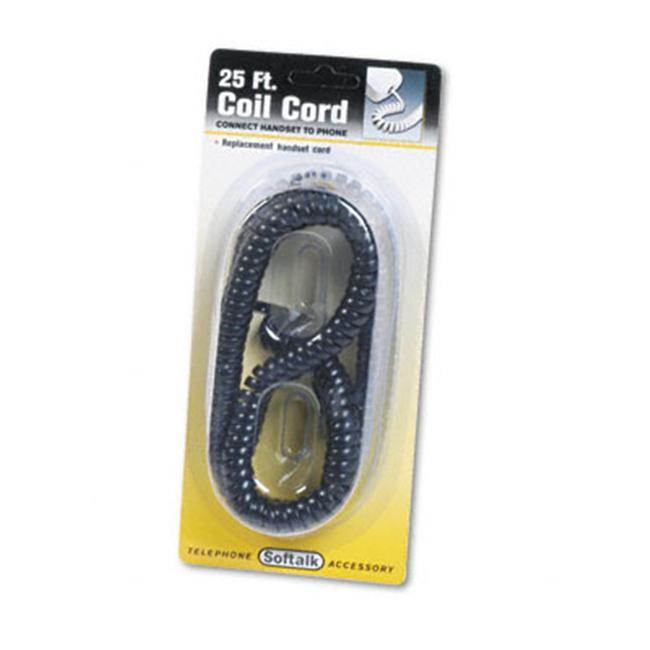 Softalk 42261 Phone Coil Cord 25-Feet Black Landline Telephone Accessory