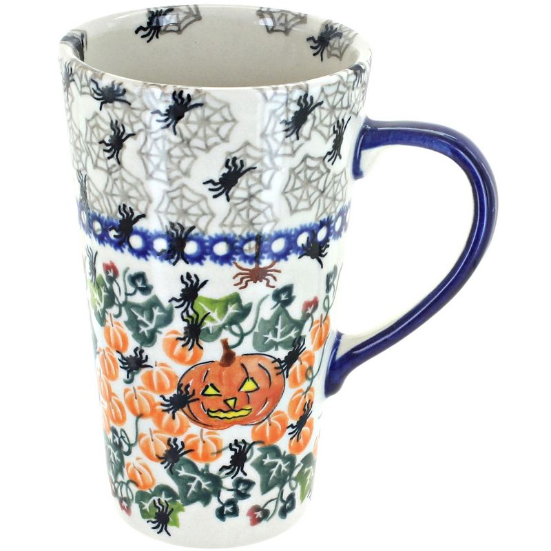 Blue Rose Polish Pottery Trick Or Treat Large Coffee Mug