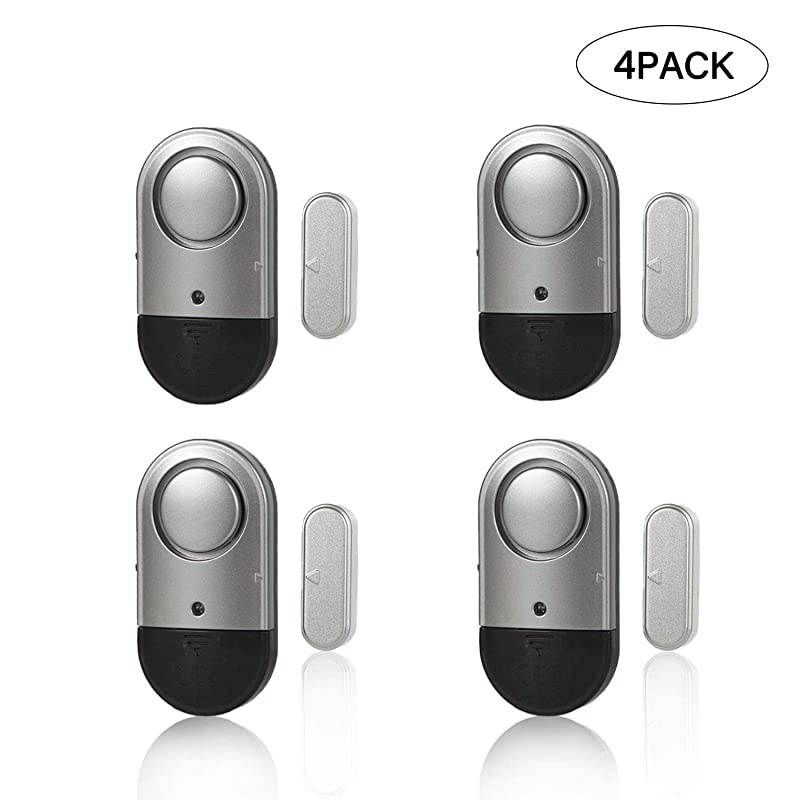 Window Alarm Home Security Magnetic Sensor Burglar Wireless 120dB Pool Alarms for Kids Safety Women Elders Easy Installation Batteries Included 4 Pack