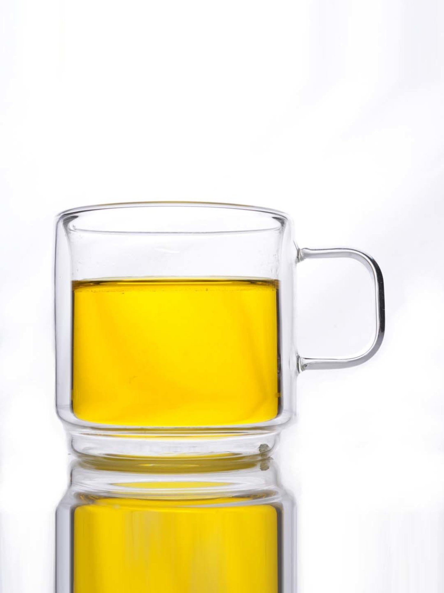 Femora Double Wall Transparent Glass Heat Resistant Coffee Mugs With Handle (0.28 L) - Set of 6