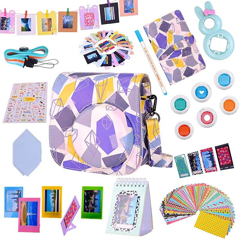 Instax Mini 9 Camera Accessories Bundles Compatible with Fujifilm Instax Mini 9 Mini 8 Mini 8+ Camera with Mini 9 Case,108 Photos Mini Photo Album,etc. (Ice Blue,14 Items)