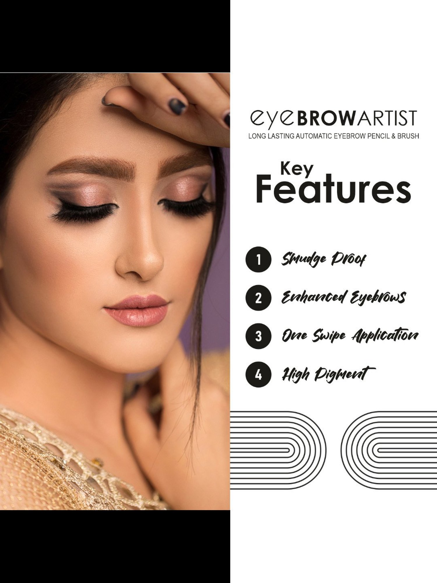 Half N Half Eye Brow Artist Long Lasting Automatic Eyebrow Pencil & Brush 001 Black - 4 gm