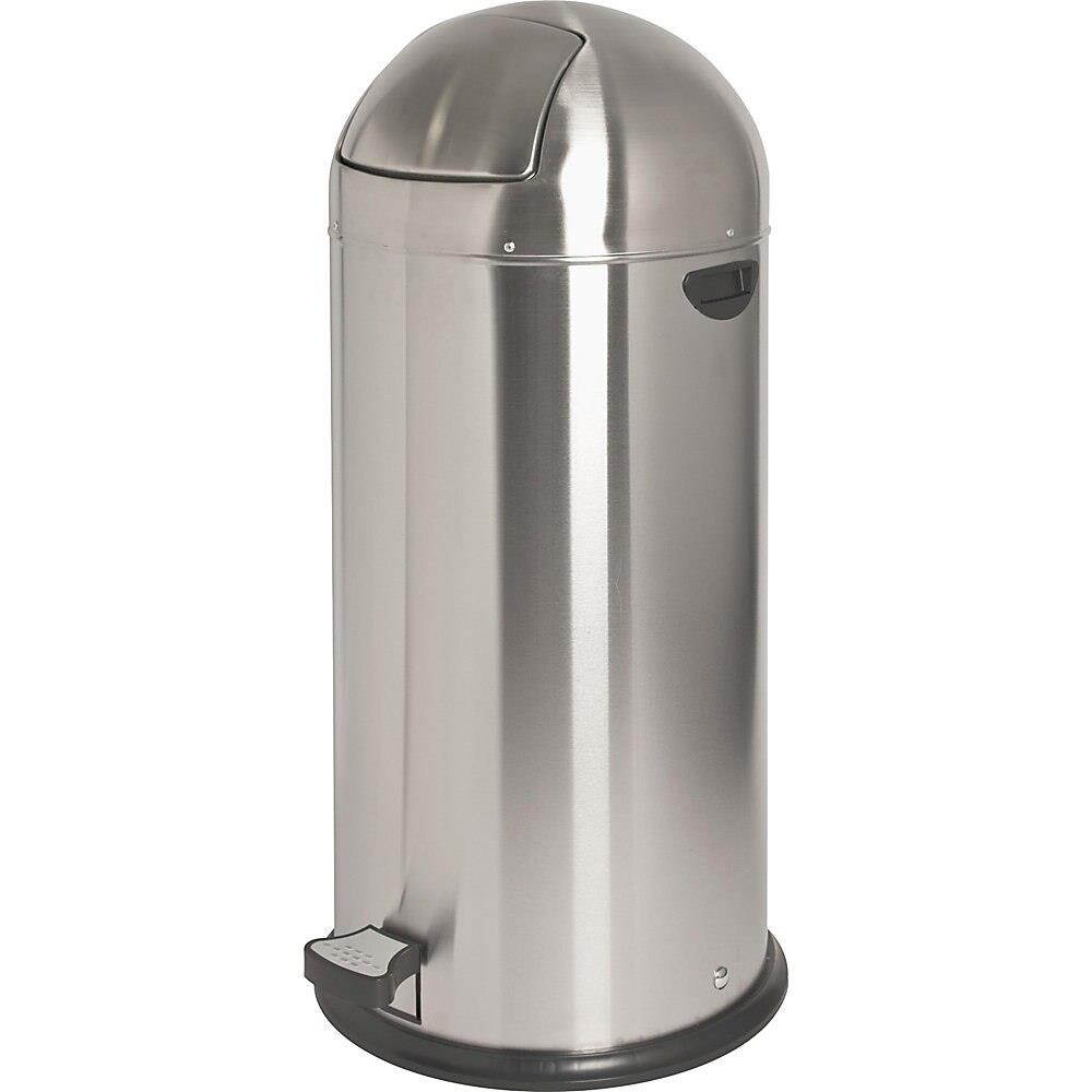 Genuine Joe Round-Top Pedal Receptacle Bin - Steel - Stainless Steel