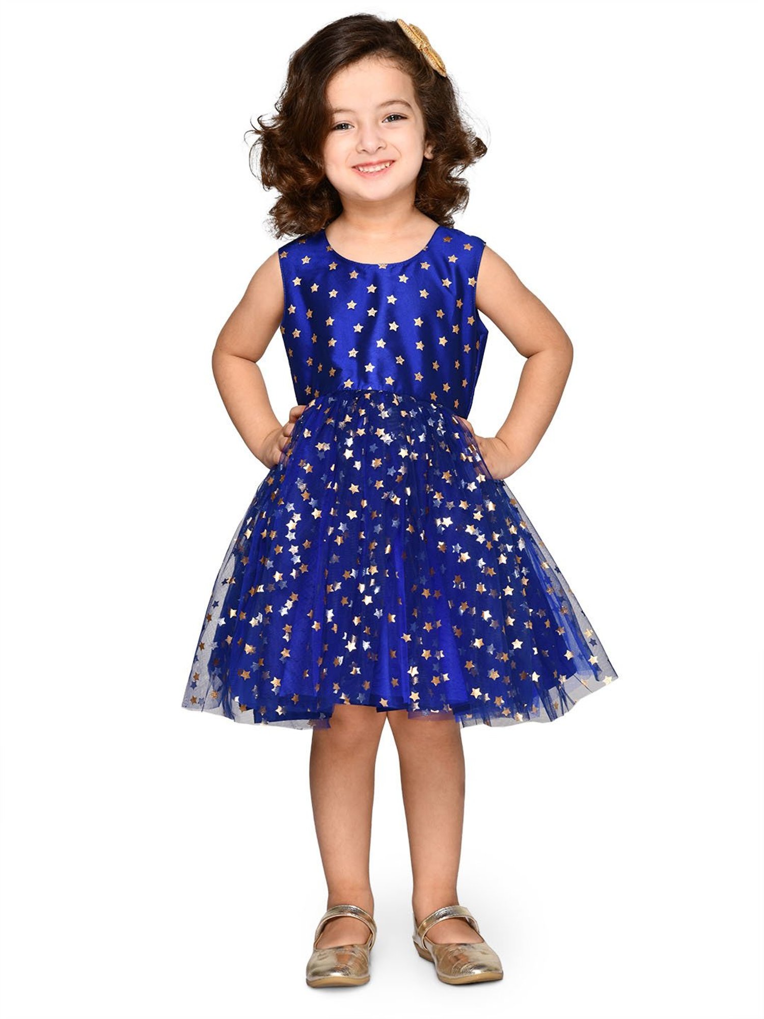 Saka Designs Kids Dark Blue Printed Dress