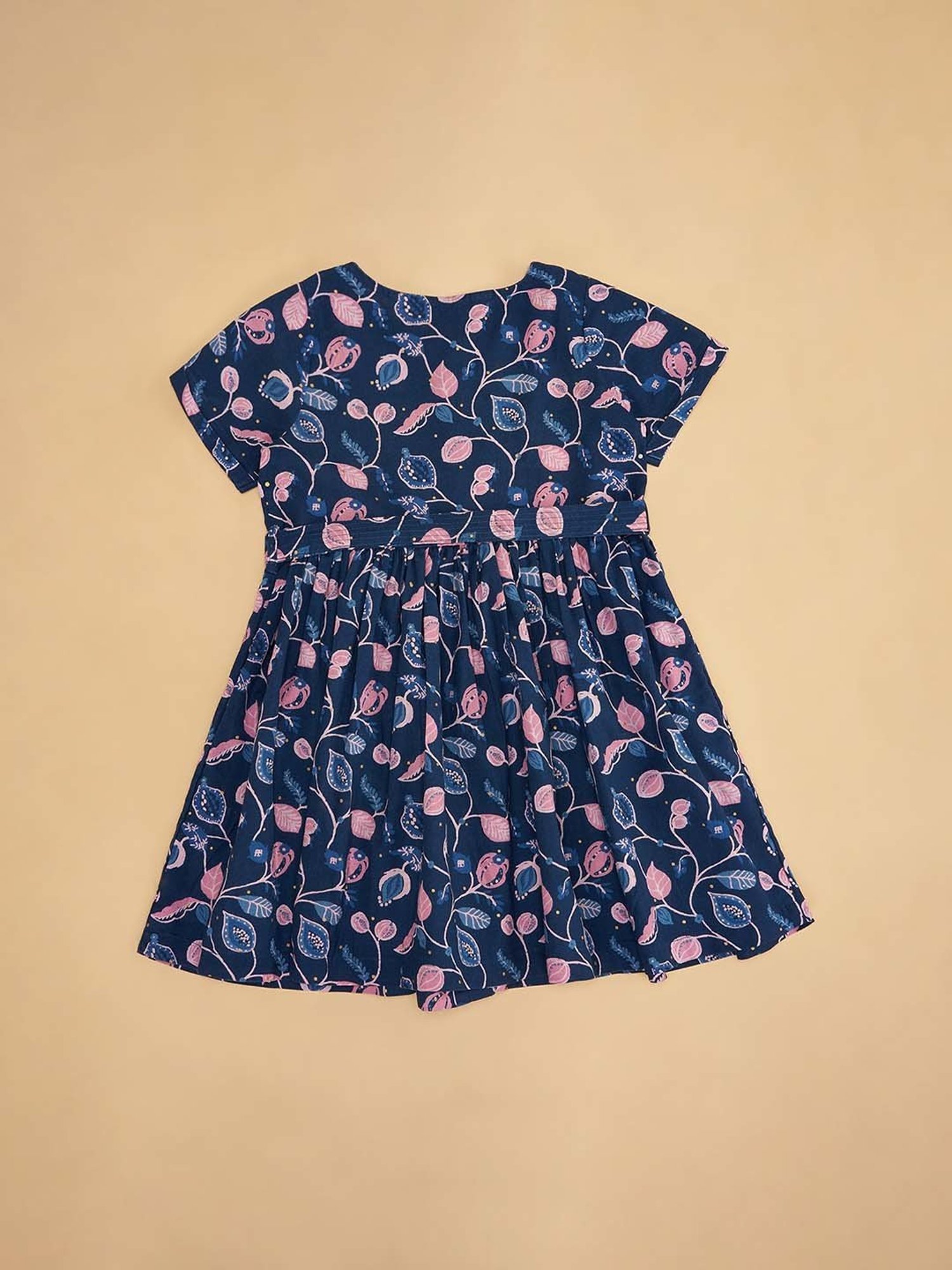 Akkriti by Pantaloons Kids Navy & Pink Cotton Printed Dress