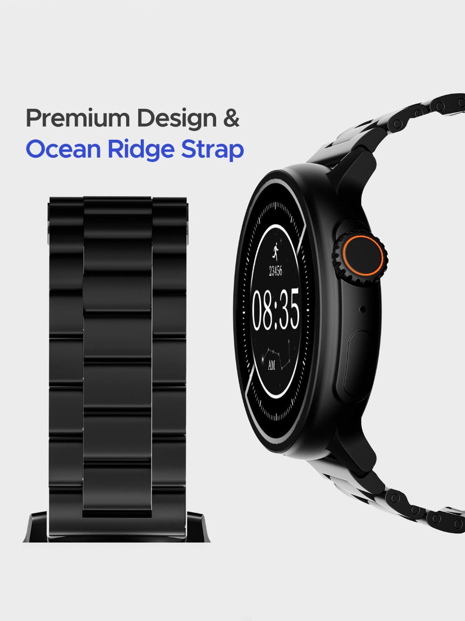 Boat Lunar Tigon Advanced BT Calling Smartwatch with 1.45 inch AMOLED Display & IP67 (Steel Black)