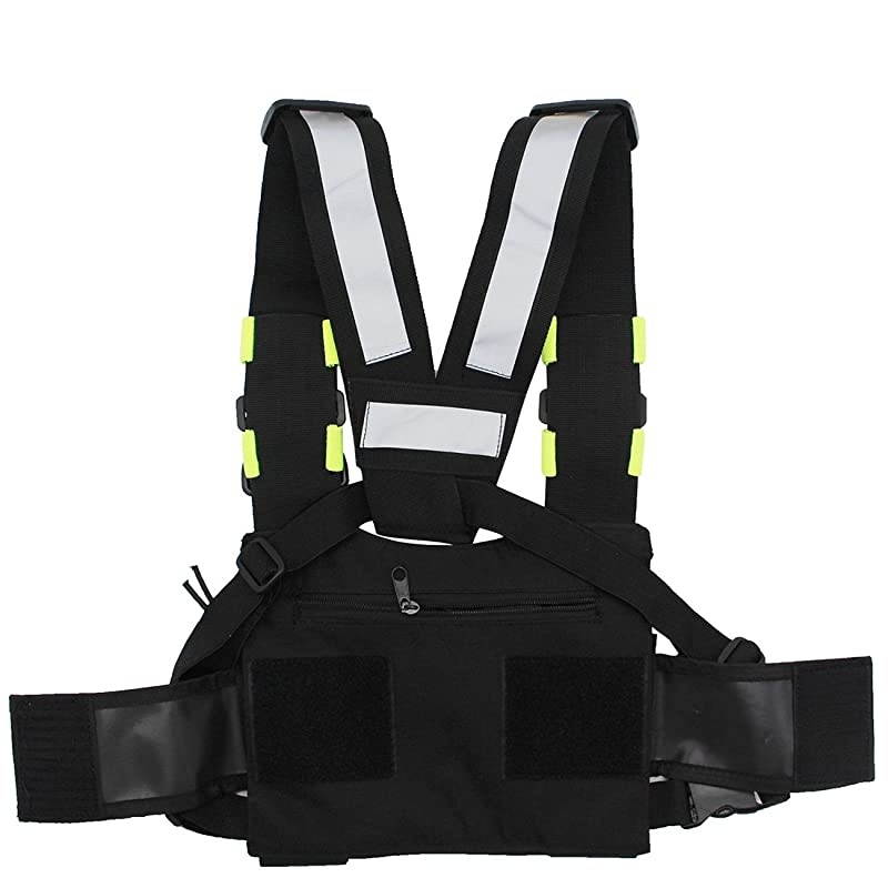 Universal Radio Harness Chest Rig Bag Pocket Pack Holster Vest Fluorescent Green for Two Way Radio