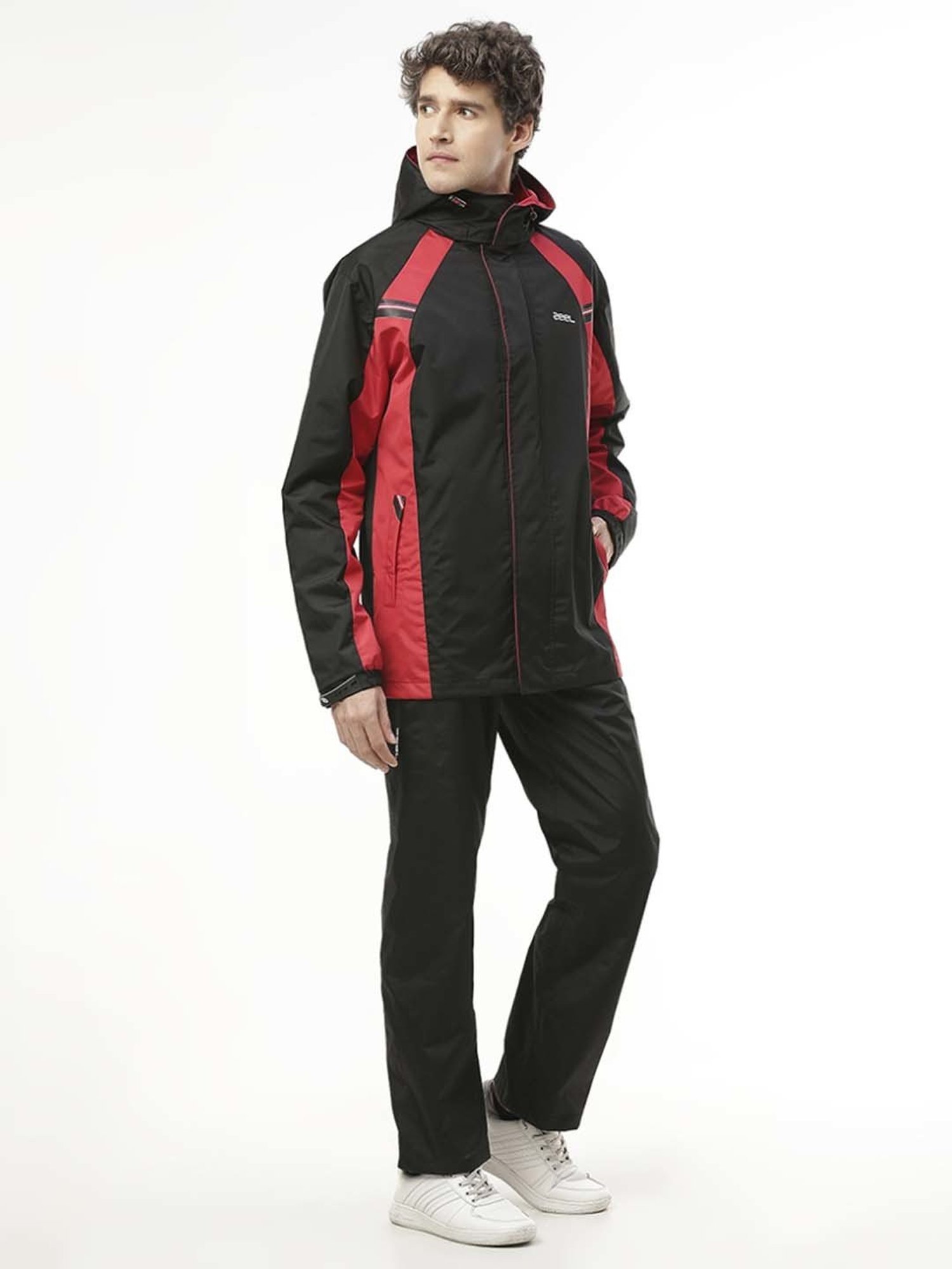 Wildcraft Red & Maroon Regular Fit Colour Block Rainwear Jacket