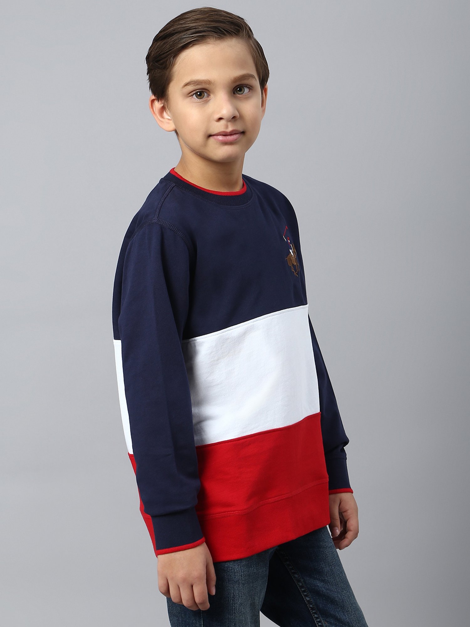 Beverly Hills Polo Club Kids Multicolor Color Block Full Sleeves Sweatshirt