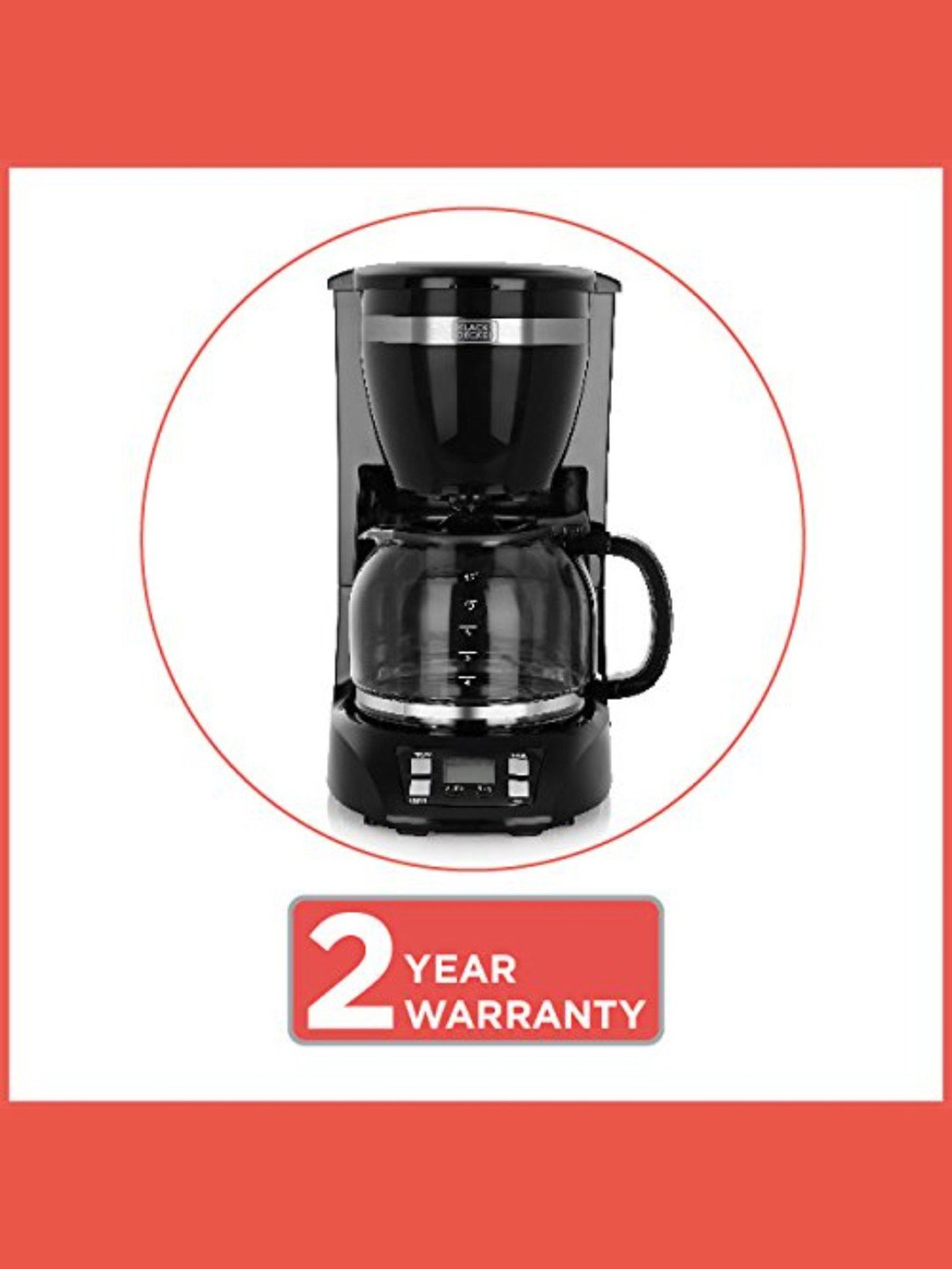 BLACK+DECKER BXCM1201IN Drip Coffee Maker 900W, 1.5L with  Auto Keep Warm Function (Black)