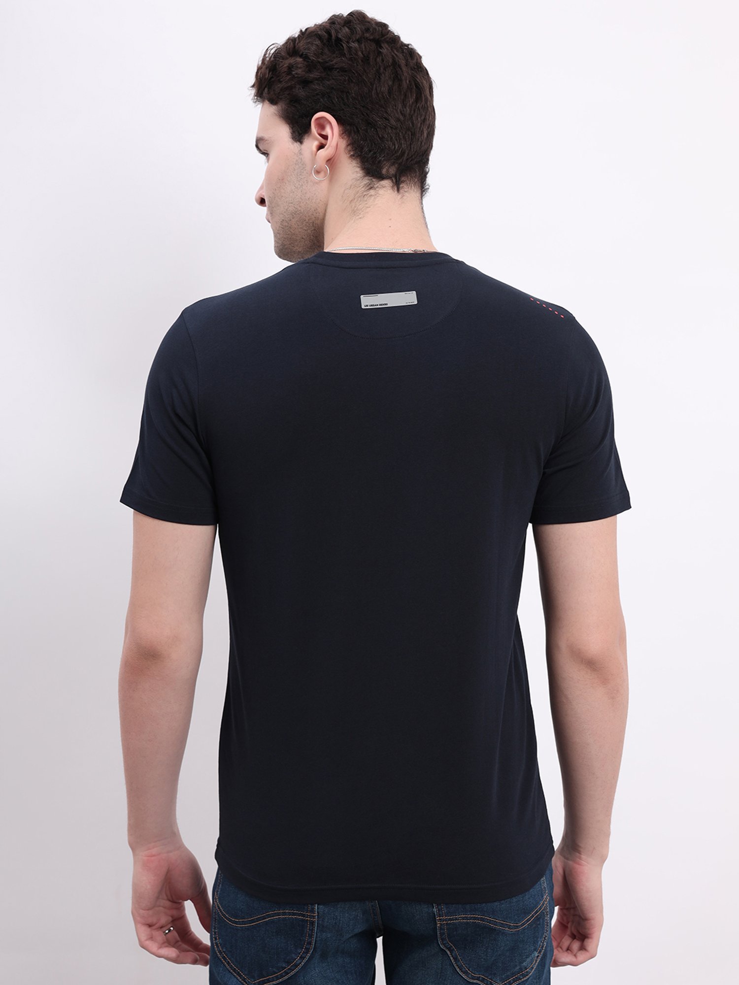 Lee Dark Navy Regular Fit Printed Crew T-Shirt
