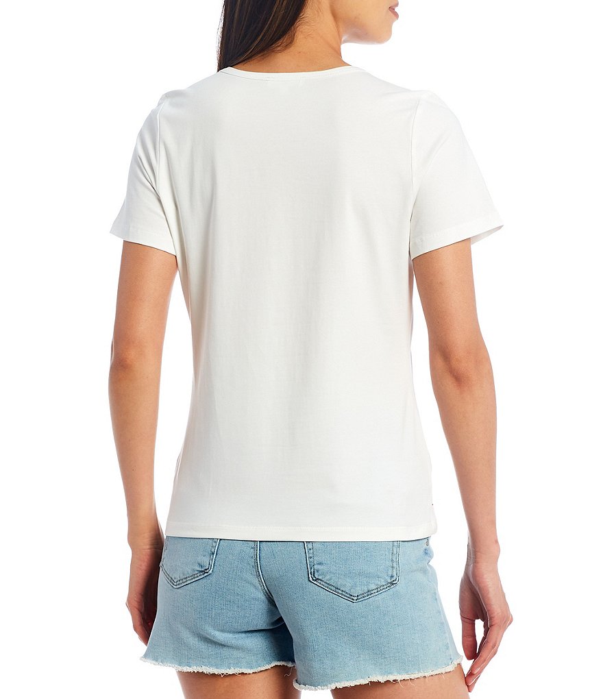 A Loves A Short Sleeve V-Neck Rib Knit Tee