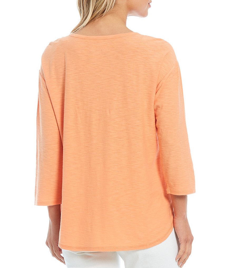 Westbound 3/4 Sleeve Seam Solid Cotton Blend Tee