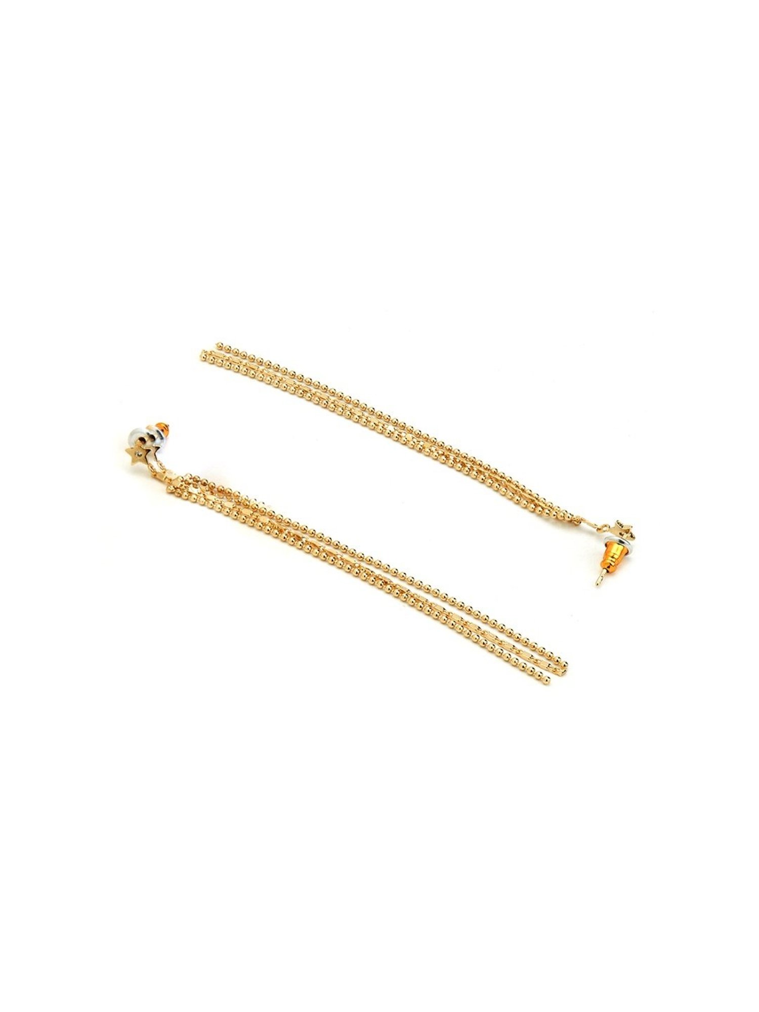 Accessorize London Gold Z Star Chain Long Drop Earrings