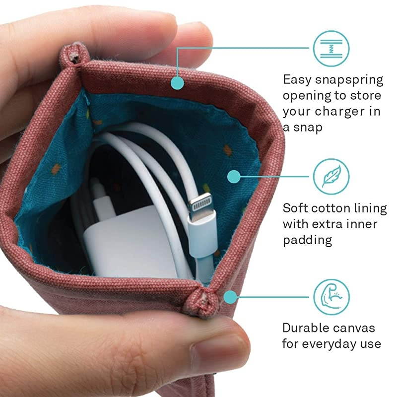 Pocket Mobile Charger Case Pouch Bag Organizer Dusty Rose 2 Pack