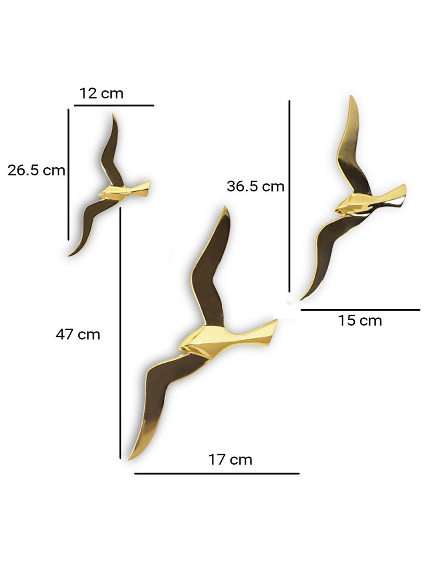 The Artment Abstract Golden Birds Wall D&iquest;cor (Set of 3)