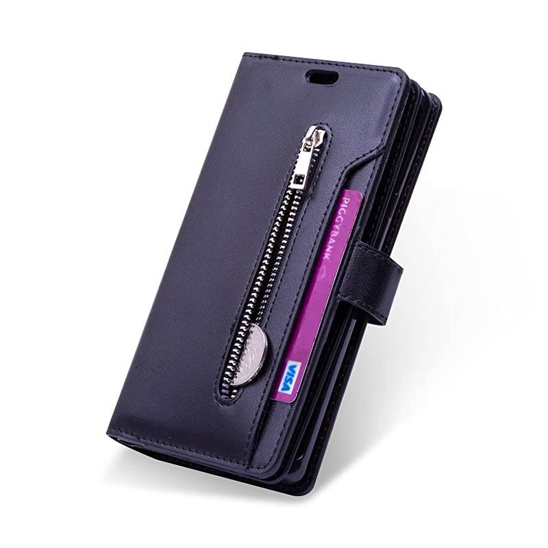 Samsung Note 9 CaseGalaxy Note 9 Wallet Case 10 Card Slots Premium Flip Wallet Leather Magnetic Case Purse with Zipper Coin Credit Card Holder Cover for Samsung Galaxy Note 9 Black