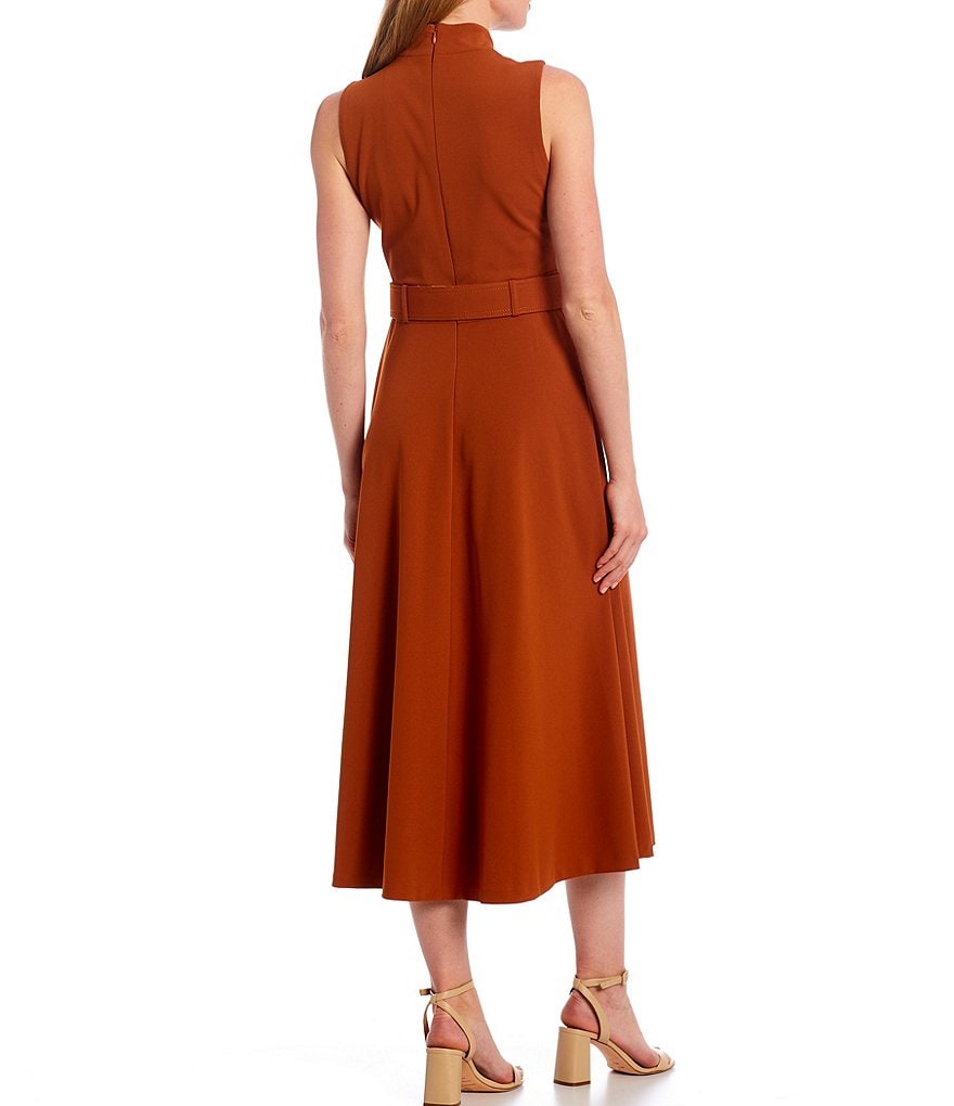 Vince Camuto Halter Bow Neck Sleeveless Midi Dress with Side Seam Pockets