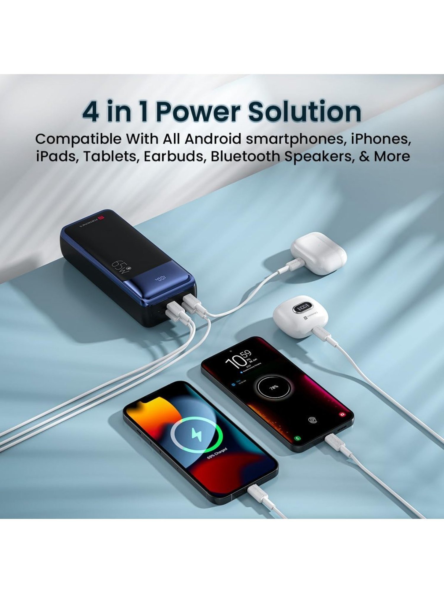 Portronics Ampbox 10000 mAh Power Bank with 22.5W Fast Charging & Digital Display (Black)