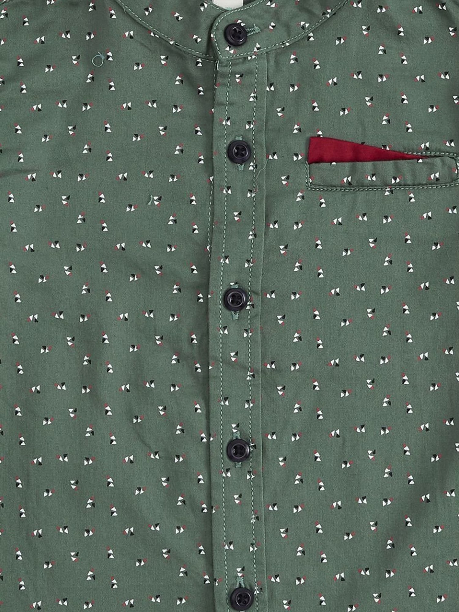 Pantaloons Baby Olive Cotton Printed Full Sleeves Shirt