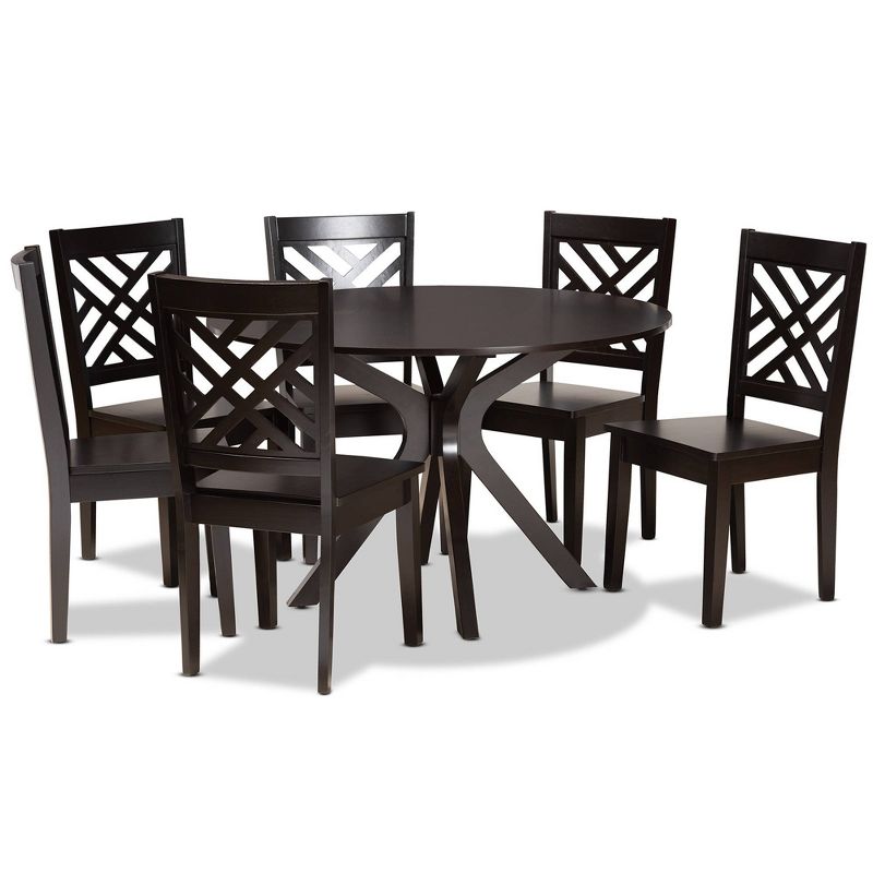 3pc Sanford Tan Wood Dining Nook Set Walnut Brown - Baxton Studio