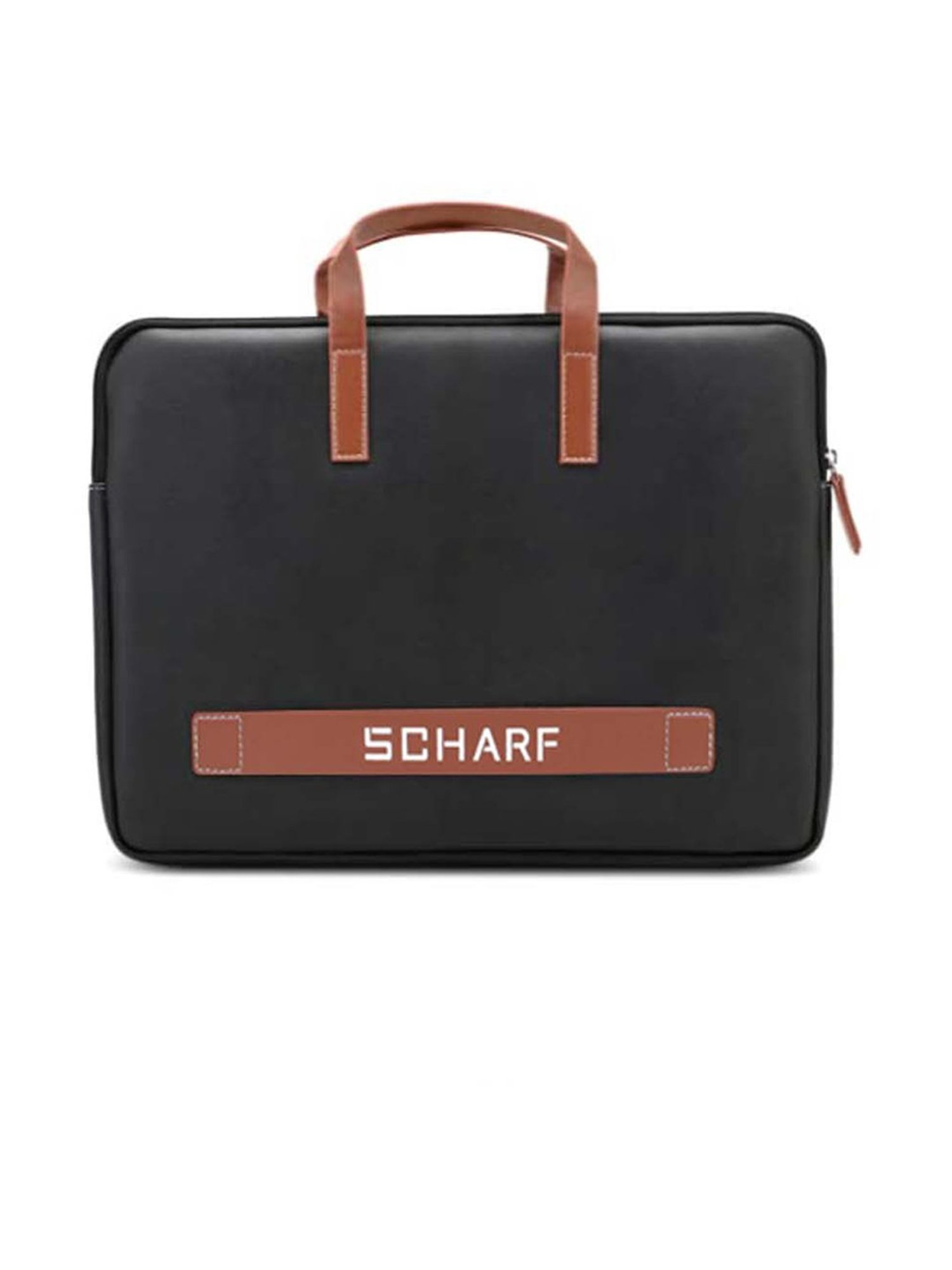 SCHARF Black Leather Laptop Bag