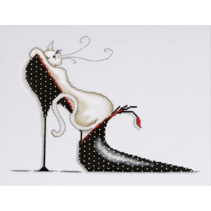 Design Works Counted Cross Stitch Kit 10"X13"-Polka Dot Shoe (14 Count)