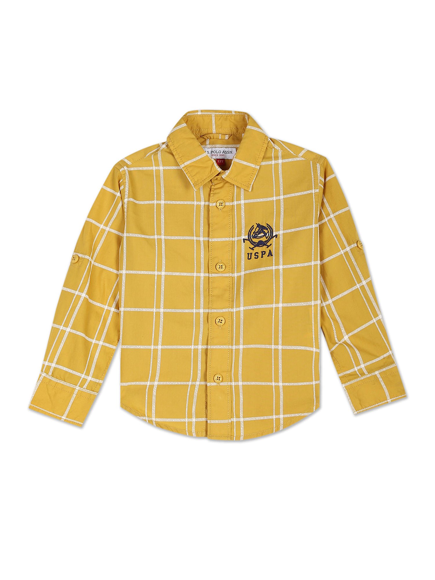 U.S. Polo Assn. Boys Yellow Checks Full Sleeves Shirt