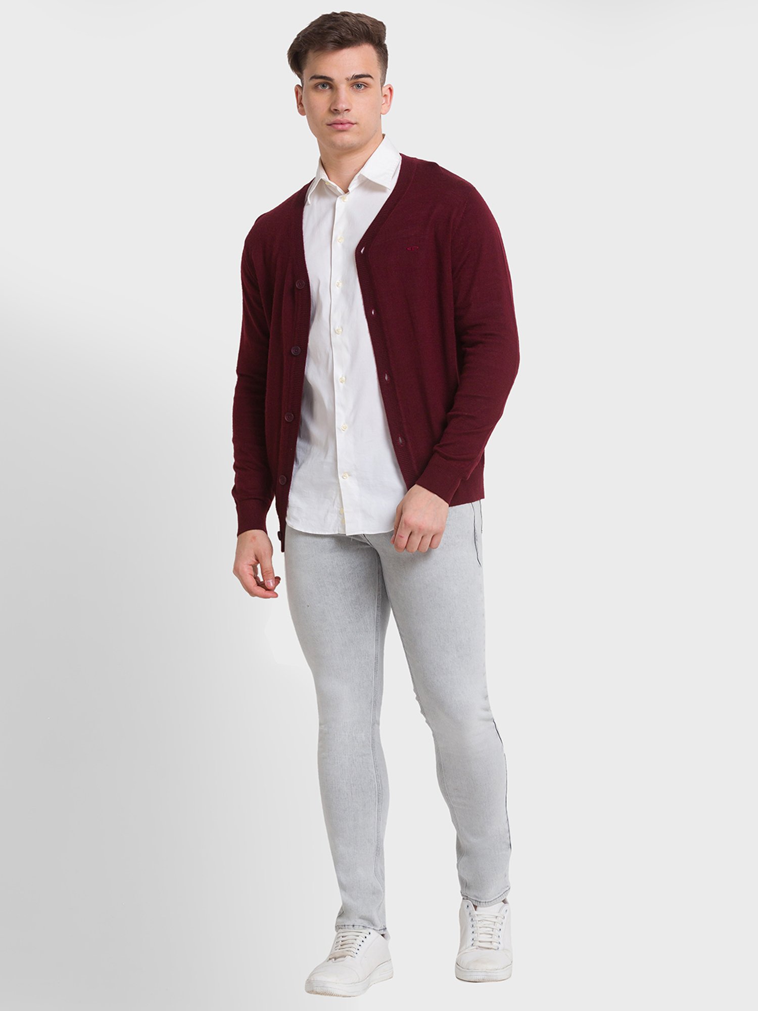 ColorPlus Red Tailored Fit Cardigan