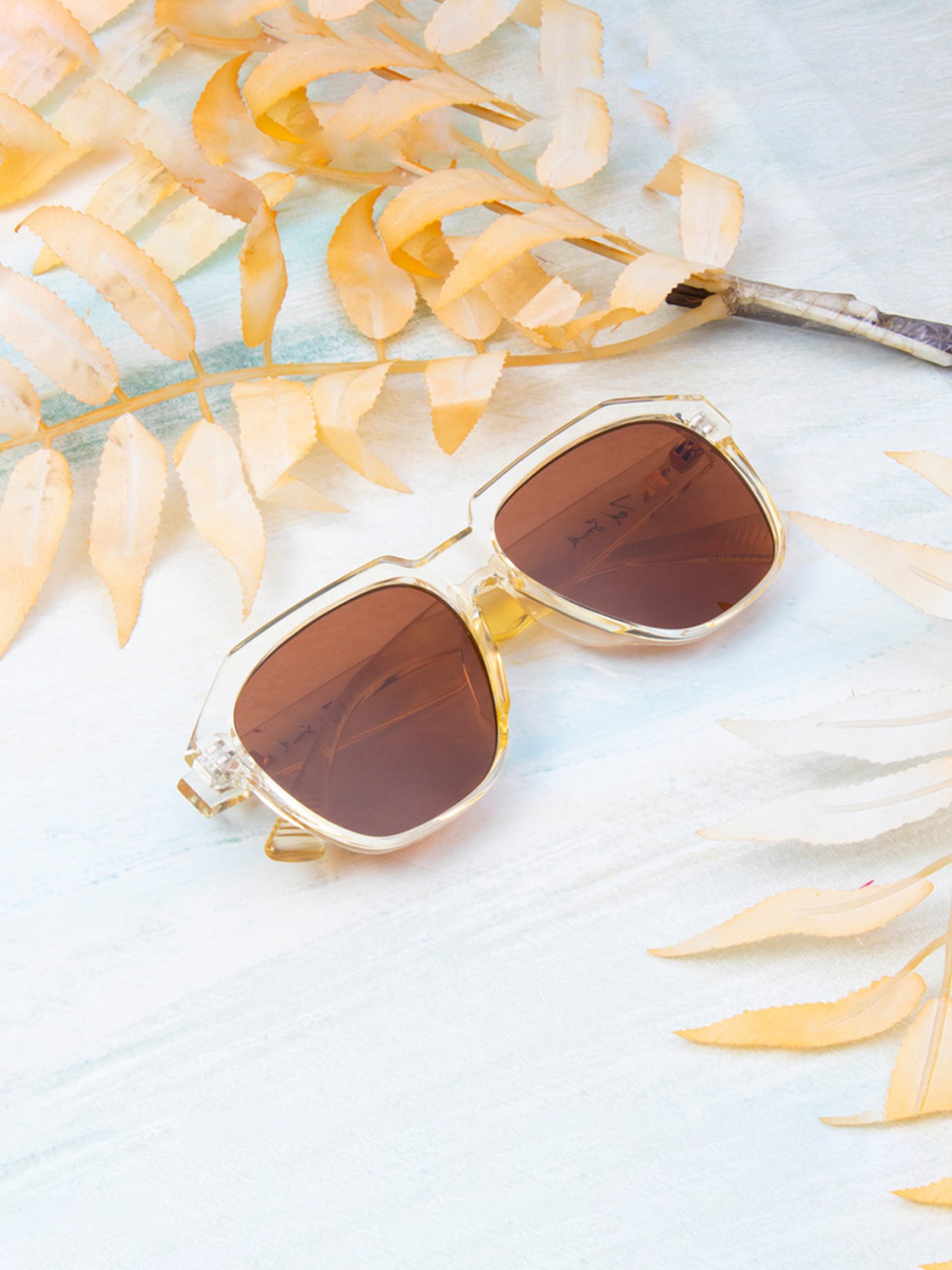 Ted Smith Brown Aviator UV Protection Unisex Sunglasses