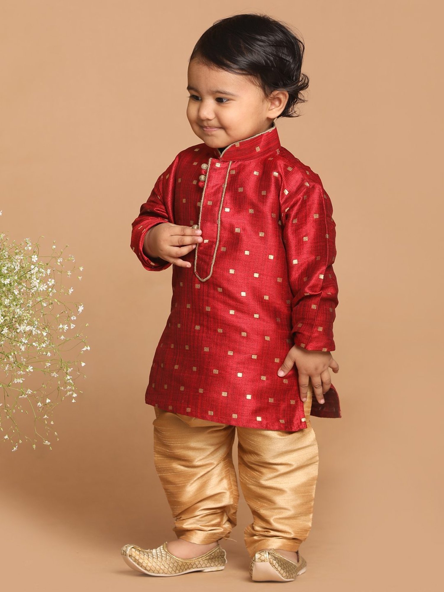 VASTRAMAY SISHU Maroon & Gold Printed Kurta Set