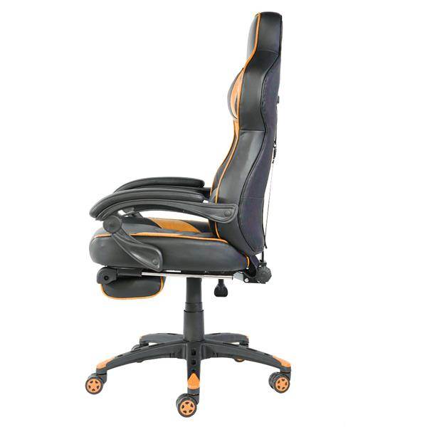C-type Foldable Nylon Foot Racing Chair with Footrest Gaming Chair Massage Office Computer Adjustable Swivel Leather Chair High Back Desk Chair Headrest(Orange)