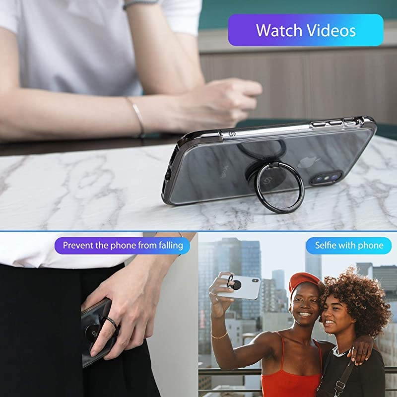 Cell Phone Ring Holder Stand, 360 Degree Rotation Universal Finger Ring Kickstand with Polished Metal Phone Grip for Magnetic Car Mount Compatible with iPhone, Samsung, LG, Sony, HTC and More